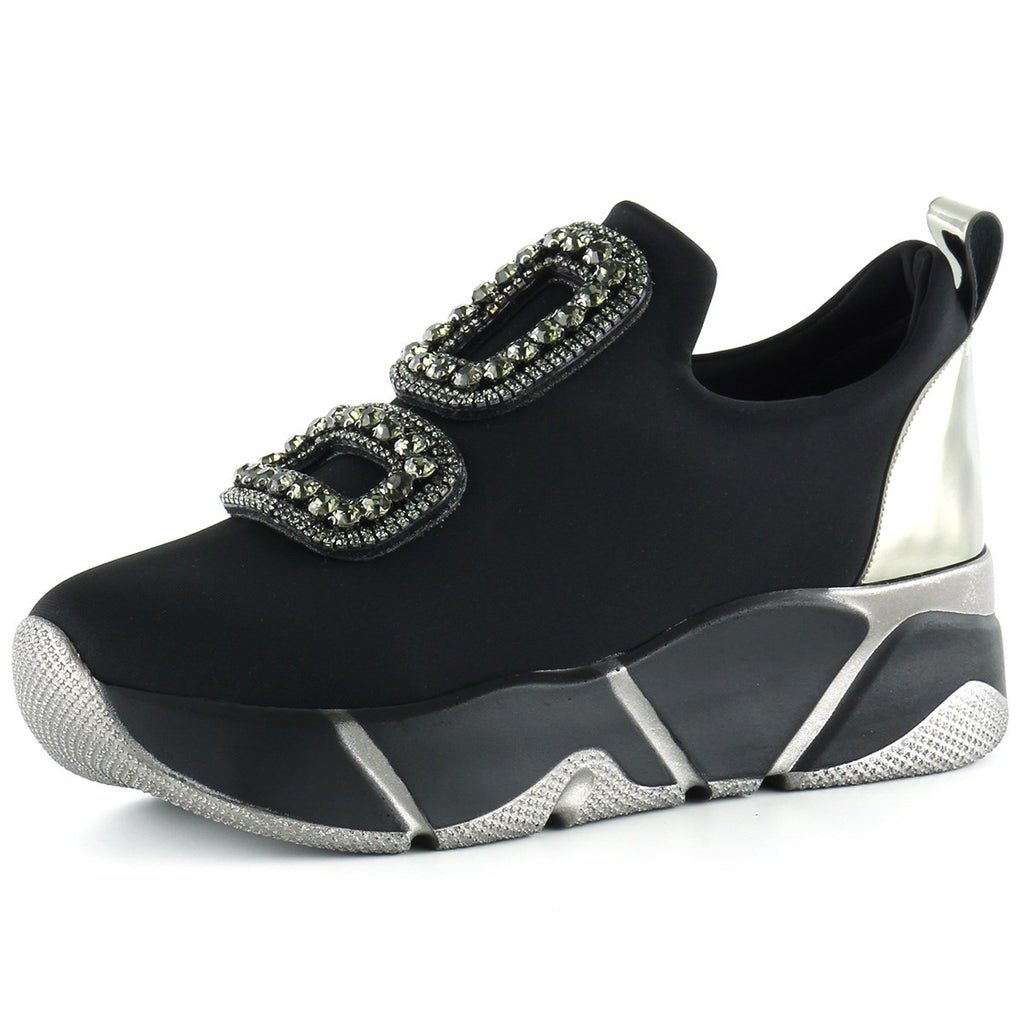 Almendra Platin Streç Taşlı Sneaker