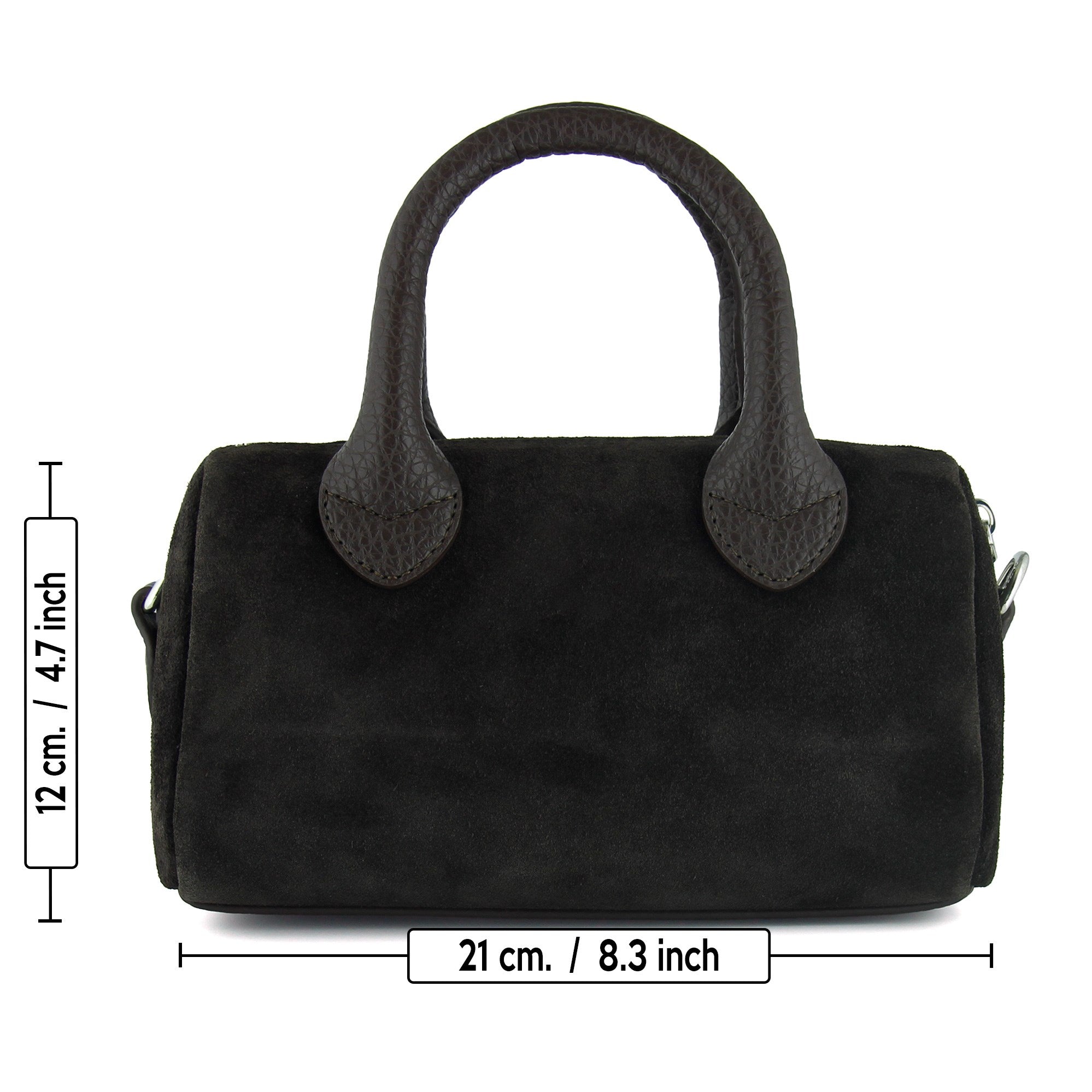 (VSN5019OC) Kahve Hakiki Dana Süet Fermuarlı Askılı İç Cepli Küçük Boy Günlük Omuz Çantası