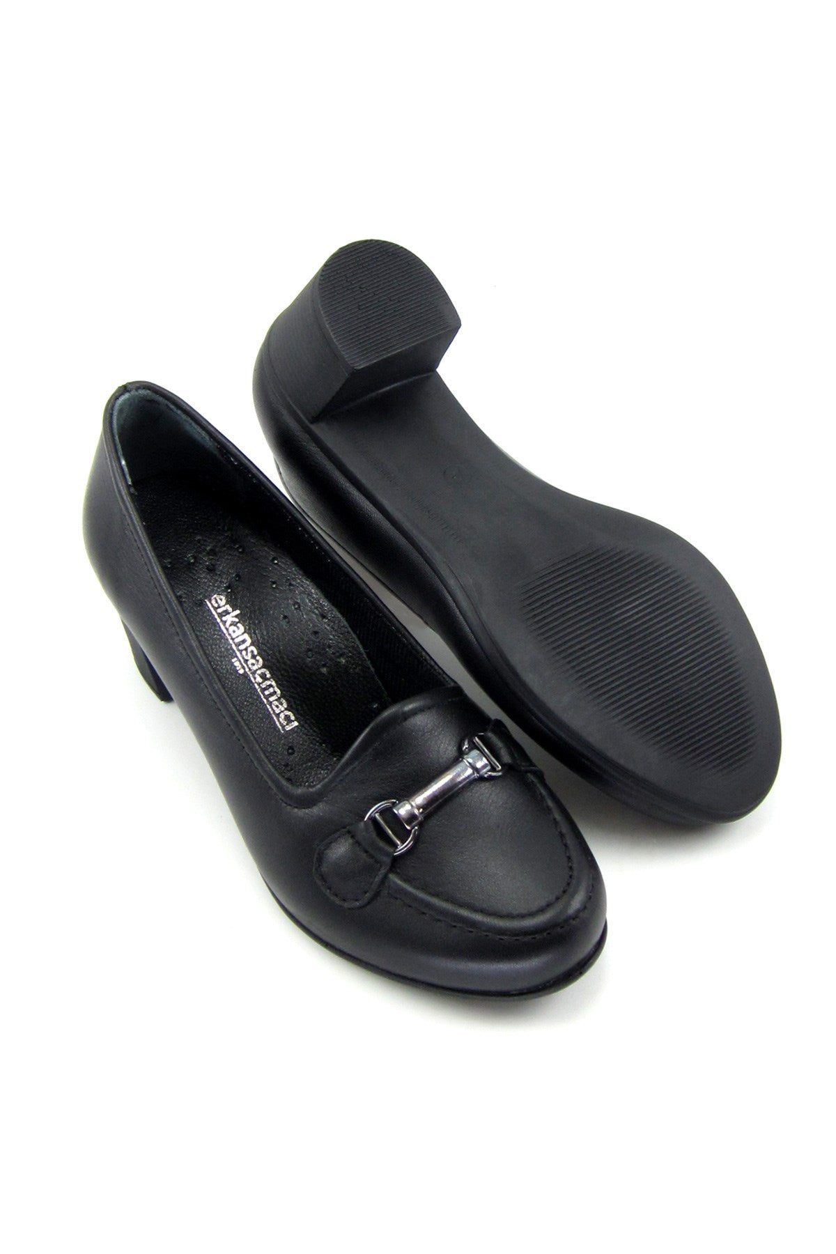 Elize Siyah Hakiki Dana Derisi Kalın Topuklu Loafer Ayakkabı
