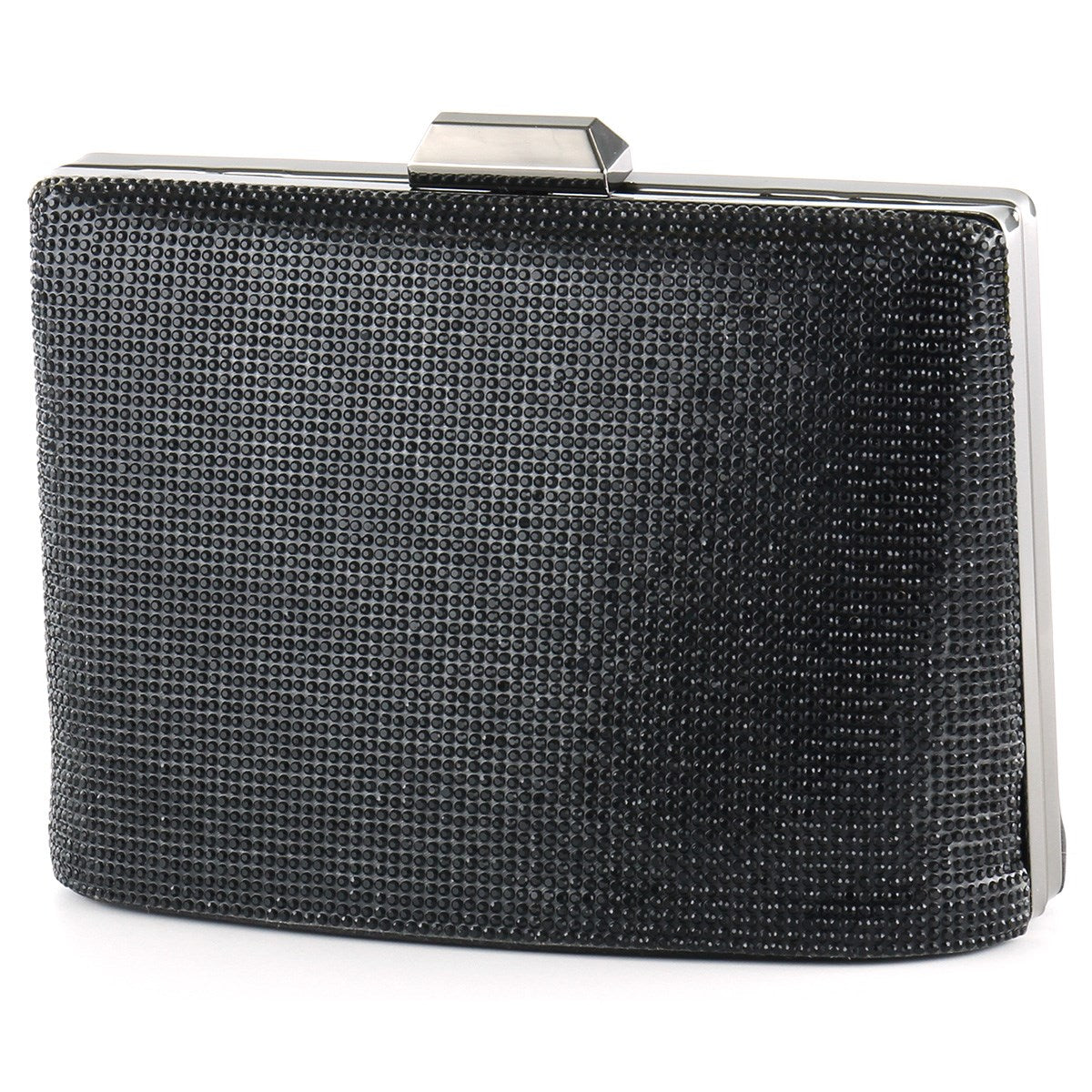 Siyah Saten Kristal Taşlı Metal Saplı Zincir Askılı Abiye Çanta ( ES0011AC )