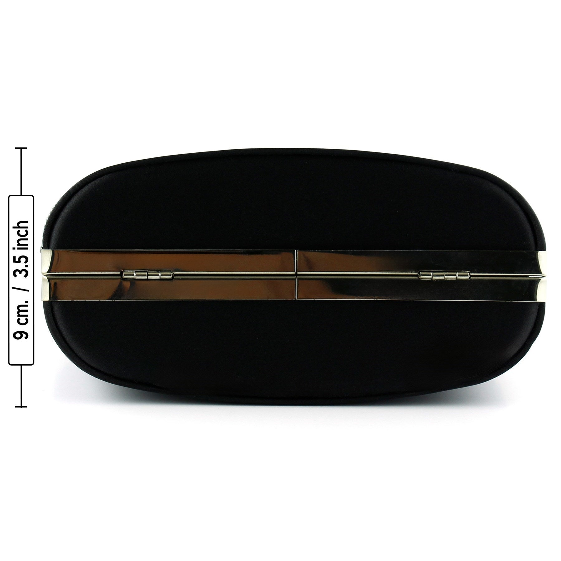 (ES0016AC) Siyah Saten Taşlı Gümüş Metal Saplı Zincir Askılı Abiye Çanta