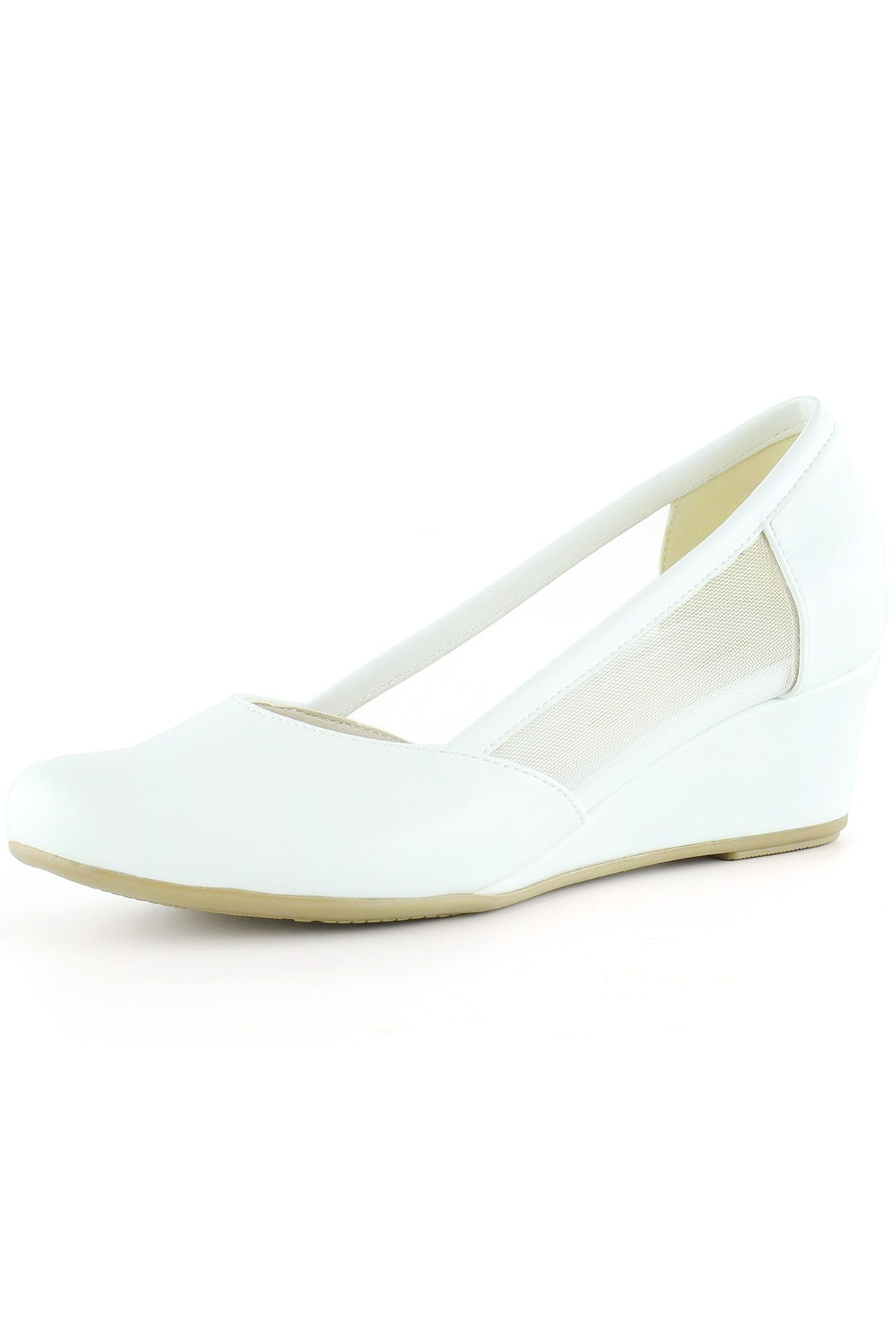 Evelyn Beyaz Fileli Dolgu Topuklu Ayakkabı