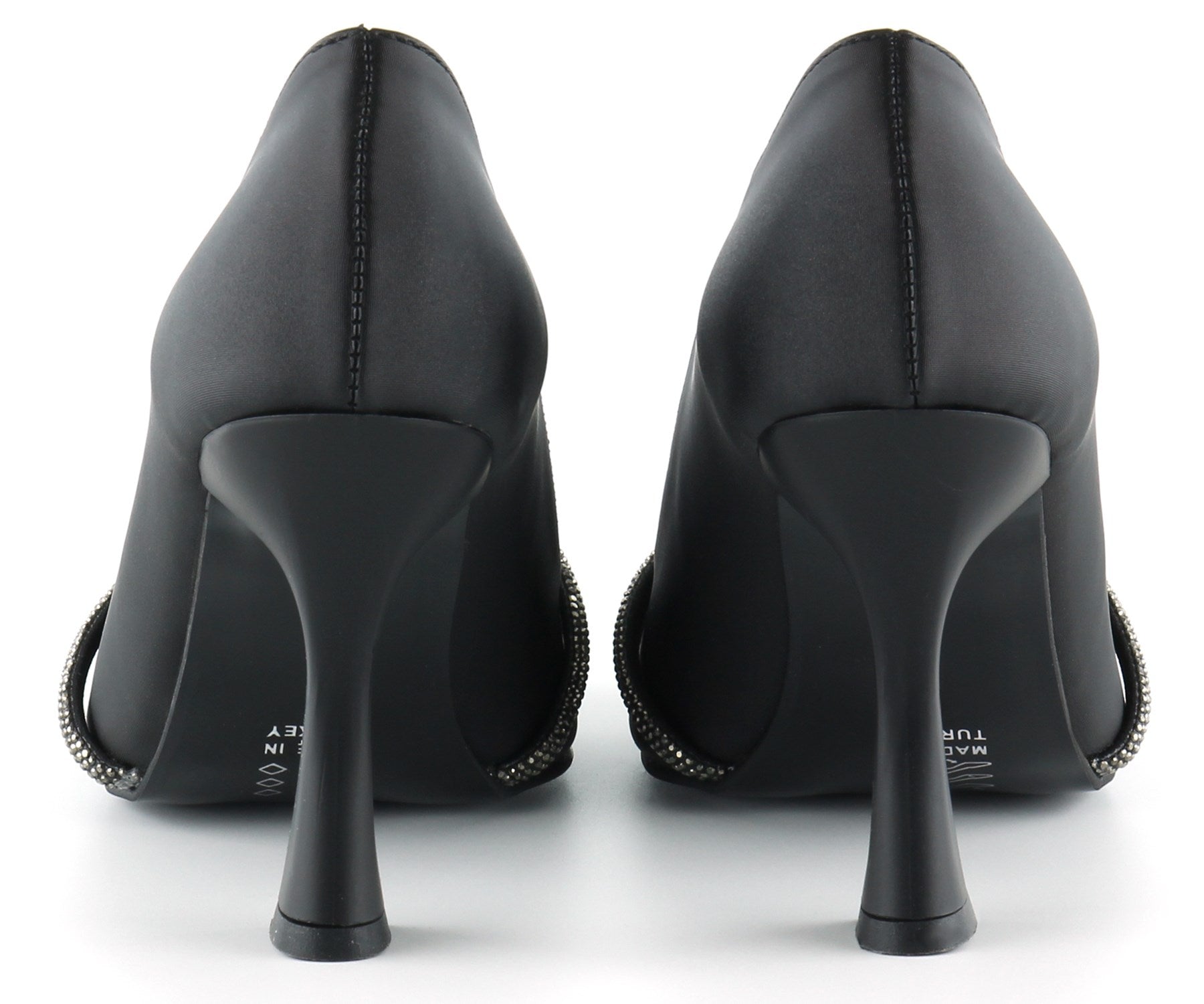 Abby Siyah Saten Burma Taşlı Abiye Ayakkabı