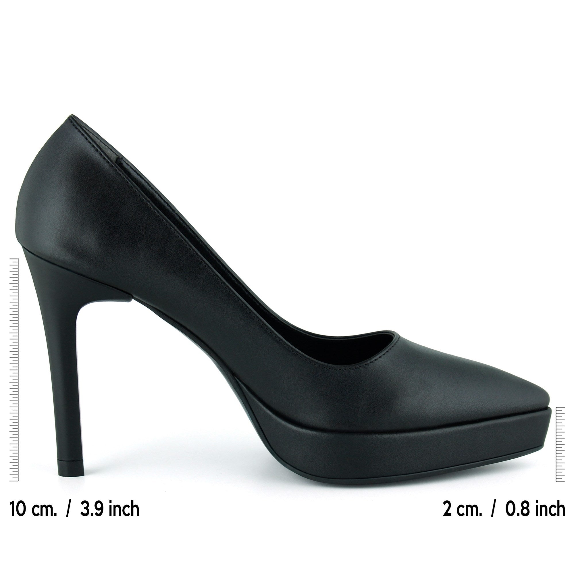 Scarlett Classic Siyah Vegan Sivri Burun İnce Platform Topuklu Ayakkabı