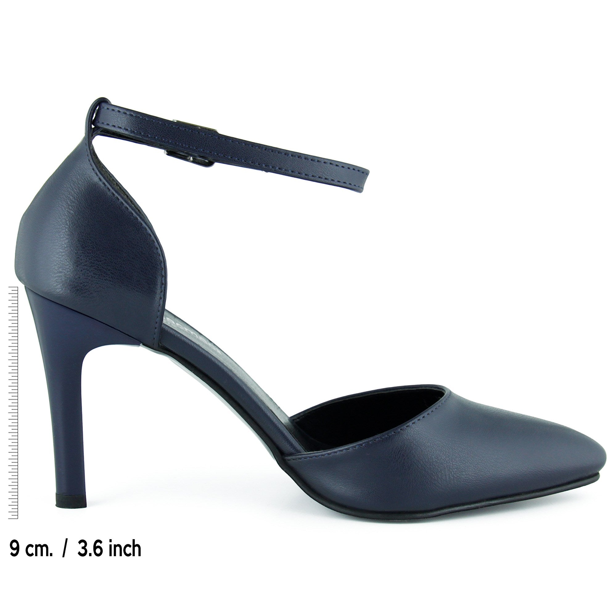 Sindy Lacivert Vegan Bantlı İnce Topuklu Stiletto Ayakkabı