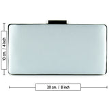 Gümüş Saten Degrade Kristal Taşlı Metal Saplı Abiye El Çantası ( ES0014AC )