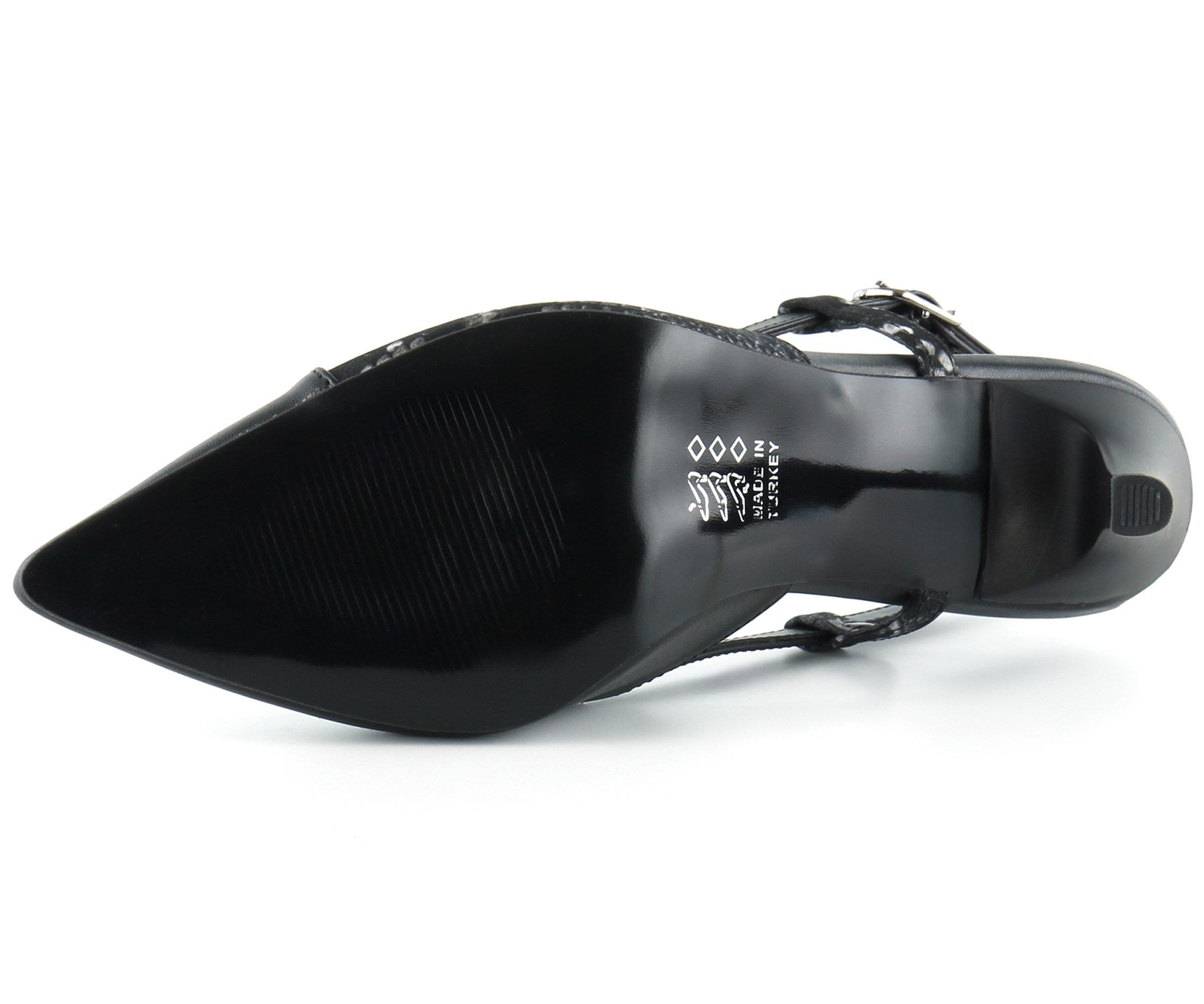 Sacha Siyah Yılan Arkası Açık Stiletto