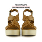 Monica Taba Hakiki Dana Derisi Çapraz Burgulu Dolgu Topuklu Slingback Sandalet