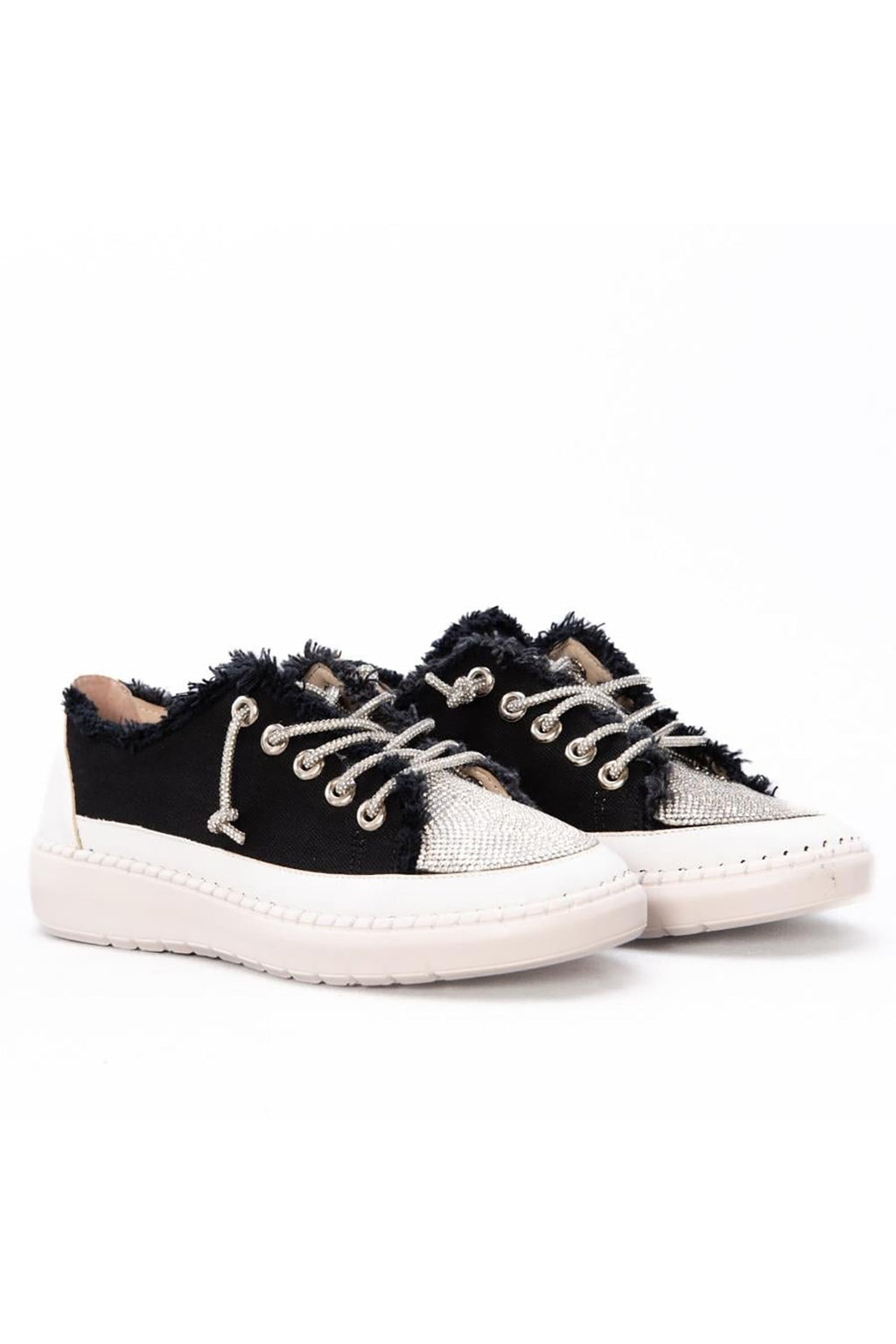 Vanessa Siyah Denim Taşlı Sneaker