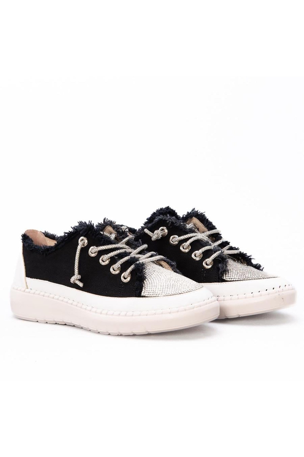 Vanessa Siyah Denim Taşlı Sneaker