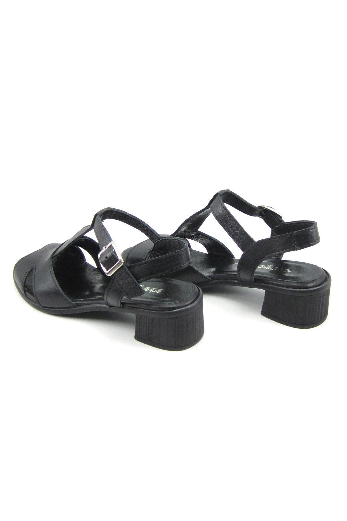 Helene Siyah Hakiki Deri Topuklu Sandalet