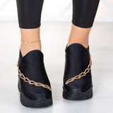 Maggie Siyah Streç Altın Zincirli Gizli Dolgu Günlük Ayakkabı