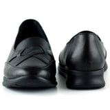 Mammina Siyah Hakiki Deri Çapraz Bant Detaylı Slip-On Günlük Ayakkabı