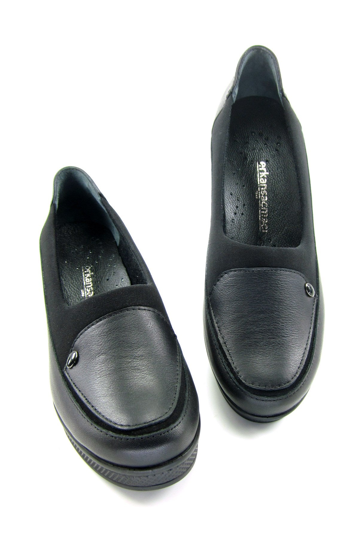 Priscilla Siyah Hakiki Deri Dolgu Topuklu Streç Günlük Ayakkabı