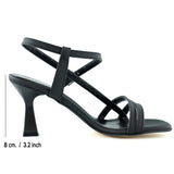 Roseline Siyah Saten Önü Arkası Açık Bantlı Tokalı Kadeh Topuklu Abiye Ayakkabı