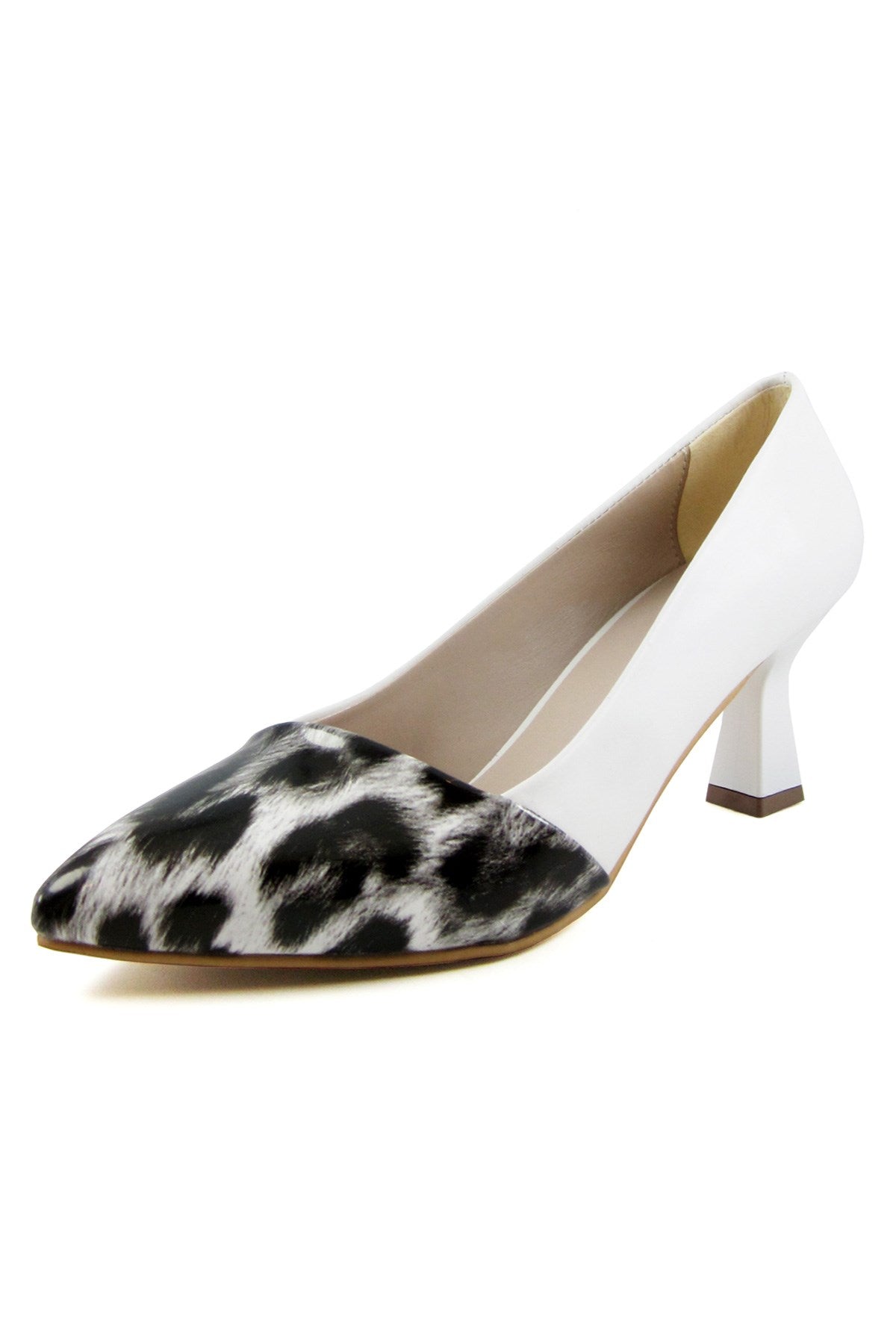 Laura Beyaz Leopar Topuklu Ayakkabı