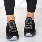 Almendra Platin Streç Taşlı Sneaker