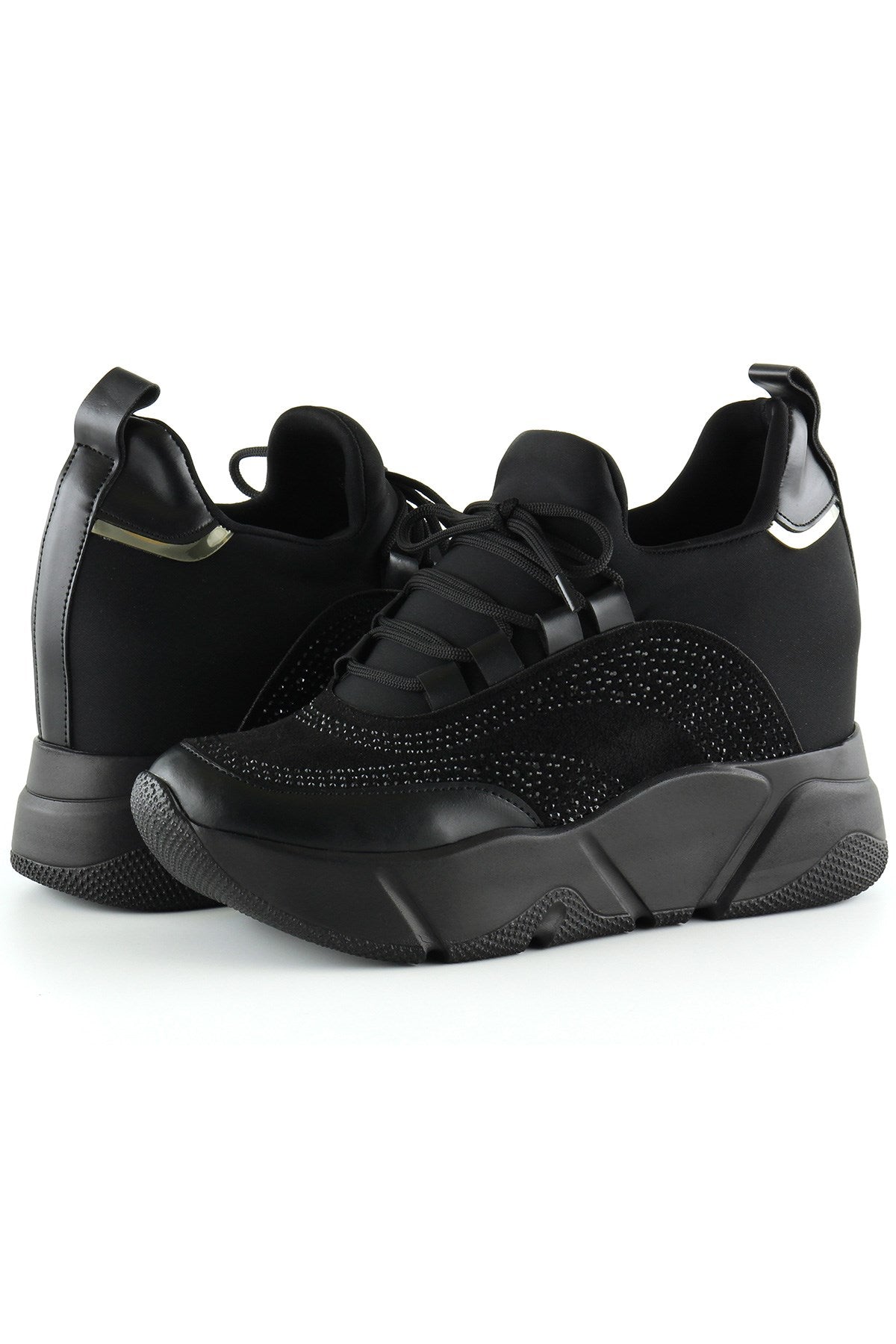 Eleanor Siyah Süet Streç Gizli Dolgu Günlük Ayakkabı