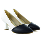 Laura Lacivert Beyaz Renk Bloklu Sivri Burunlu Klasik İnce Topuklu Ayakkabı