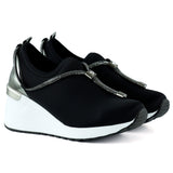 Ellie Platin Streç Zincirli Taşlı Tokalı Metal Detaylı Dolgu Topuklu Günlük Ayakkabı