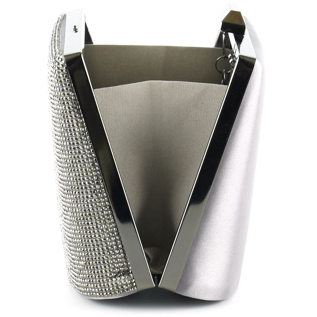 Antrasit Saten Kristal Taşlı Metal Saplı Zincir Askılı Abiye Çanta ( ES0011AC )