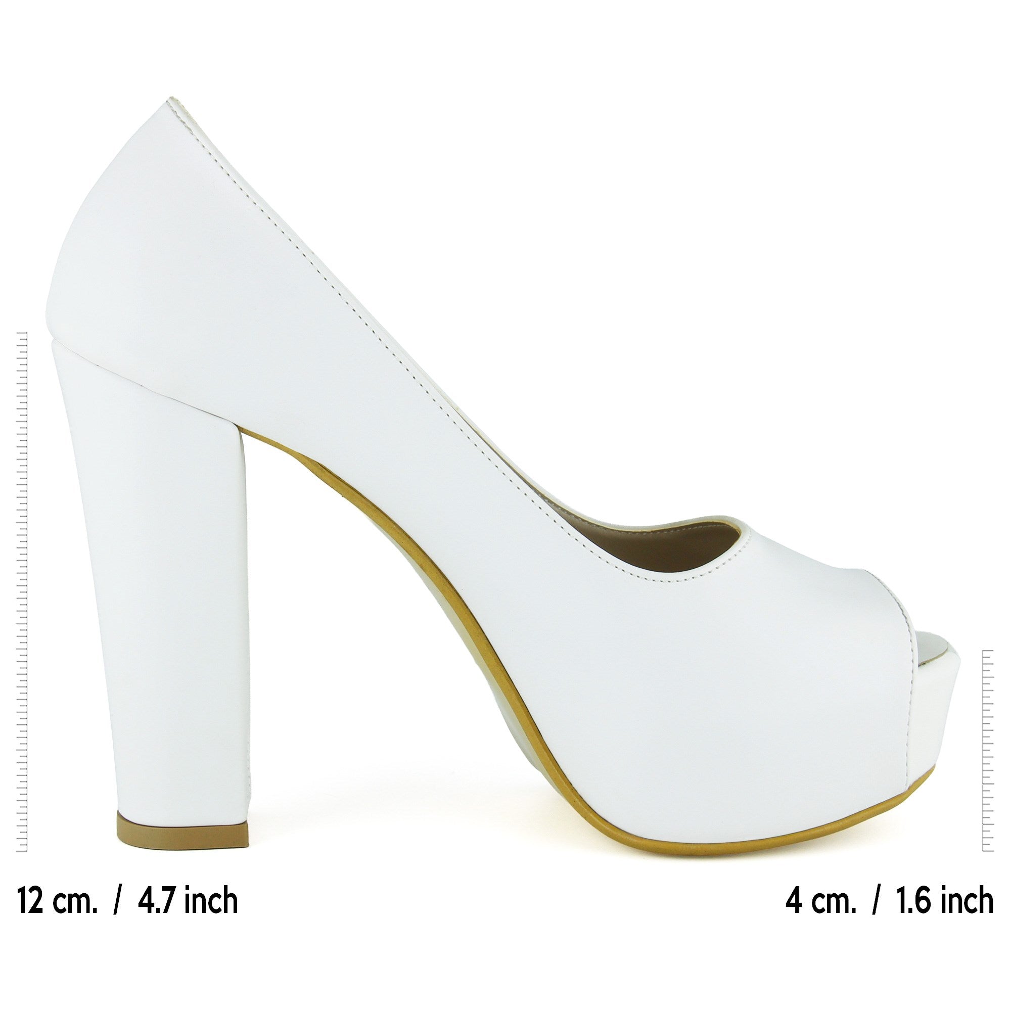 Carolina Beyaz Vegan Önü Açık Yuvarlak Burun Kalın Platform Topuklu Abiye Gelin Ayakkabısı