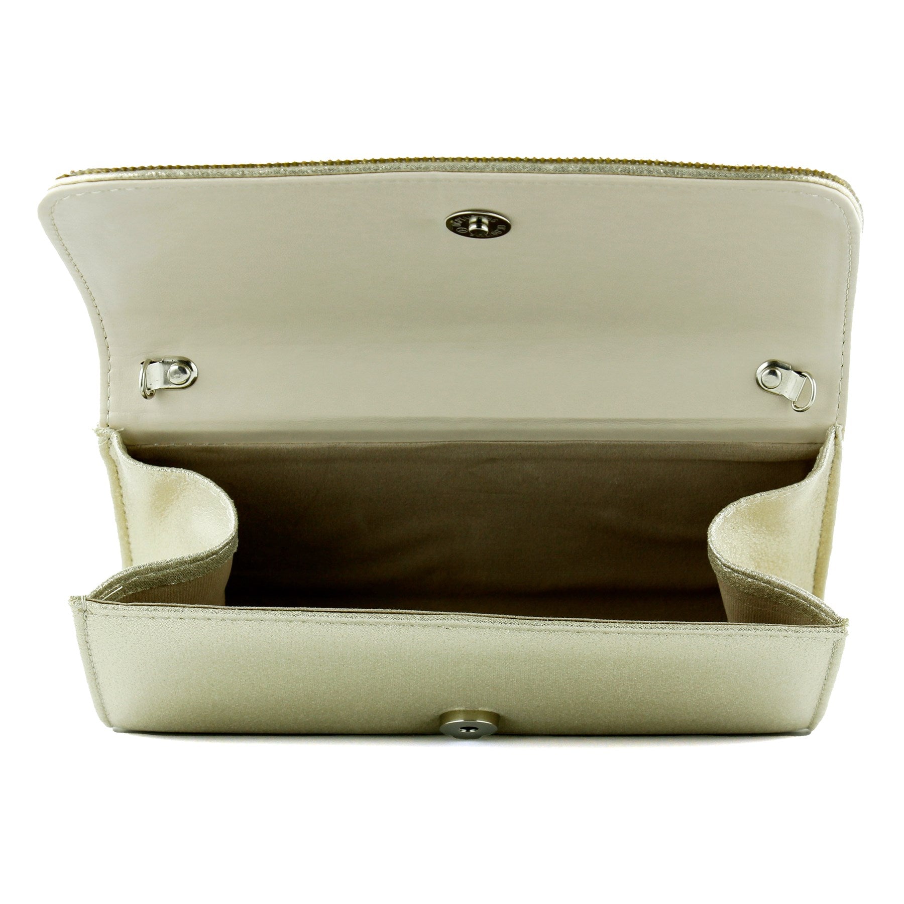 (ES0020AC) Dore Kristal Taşlı Zincir Askılı Manyetik Kapaklı Abiye El Çantası