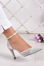 Liana Lame Kaplama Fileli Stiletto 9 cm.