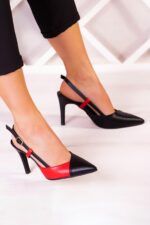 Sacha Siyah Kırmızı Arkası Açık Stiletto