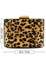 Leopar Desenli Metal Saplı Zincir Askılı Abiye Çanta