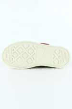 Kırmızı Saten Yüksek Taban Spor Taşlı Bağcıklı Platform Sneaker