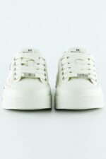Beyaz Yüksek Taban Spor Fileli Taşlı Bağcıklı Platform Sneaker