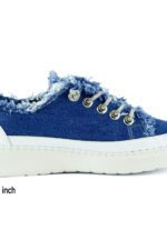Valentina Mavi Denim Kristal Taşlı Gümüş Bağcıklı Sneaker